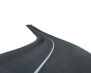 A winding two-lane asphalt road stretching into the distance