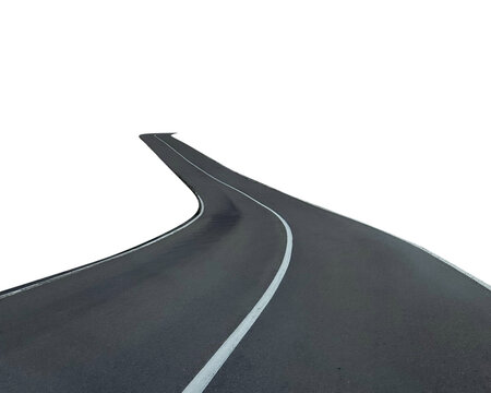 A winding two-lane asphalt road stretching into the distance