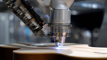 A machine is making a guitar