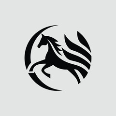 Naklejka premium Horse logo design black stallion equestrian animal racing horse head silhouette running horse symbol graphic 100 | editable eps