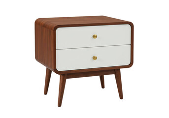 Isolated end table, mid-century modern bedroom furniture nightstand with two drawers
