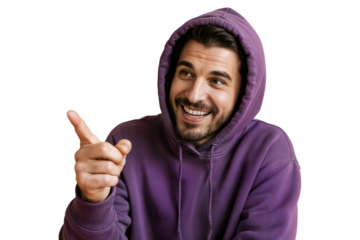 profile side photo of young guy happy positive smile point thumb empty space concept foto de perfil lateral de un chico joven con una sonrisa alegre y positiva señalando con el pulgar hacia un espacio