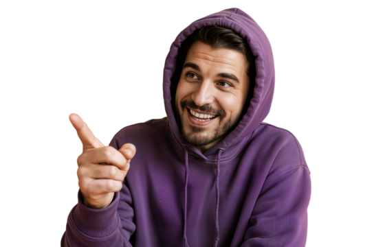 profile side photo of young guy happy positive smile point thumb empty space concept foto de perfil lateral de un chico joven con una sonrisa alegre y positiva señalando con el pulgar hacia un espacio