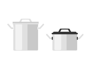 Set of Two Modern Cooking Pots with Lids for Kitchen and Culinary-Themed Designs