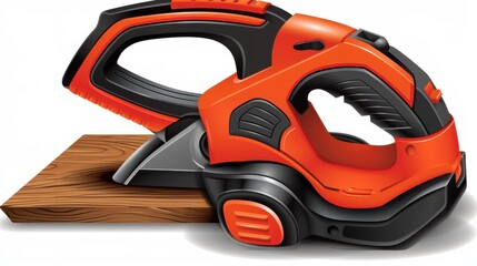 Naklejka premium A vibrant, modern electric sander designed for woodworking projects, showcasing its ergonomic grip and cutting-edge features.