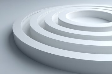 Obraz premium White layered circular shapes create a minimalistic design that conveys depth and dimension in a modern artistic layout