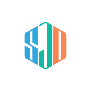 Letter SJD Hexagon Colorful Logo