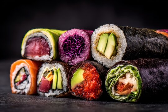 Assortment of sushi rolls