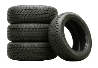 Isolated Tires stack, rubber automotive car vehicle winter wheels transportation autos