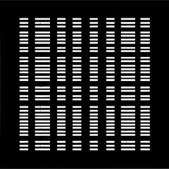 Arrangement of white horizontal lines in a grid pattern on a black background forming a visual texture