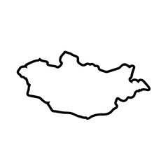 Country outline of Mongolia. Country outline shows simple design on isolated white background. Country outline is useful in geographical studies, maps, and educational material.