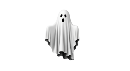 Isolated Halloween ghost spooky spirit under draped sheet, scary apparition haunting