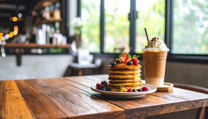 Pancakes and Iced Coffee