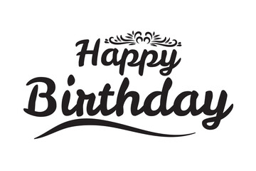 HAPPY BIRTHDAY black brush calligraphy banner on white background