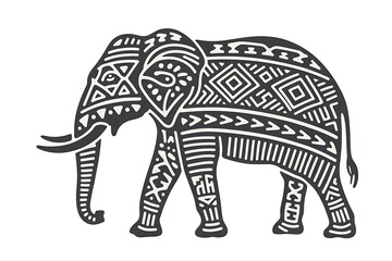 Fototapeta premium Majestic elephant adorned with intricate tribal patterns, symbolizing strength and tradition