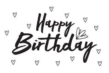 Handdrawn Elegant Happy Birthday Calligraphy Typography Text with love Decoration