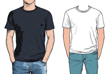 T-shirt Mockup realistic mockup of t-shirt on body outline, clean and professional composition, copy space, background color white, minimalism, stock vector