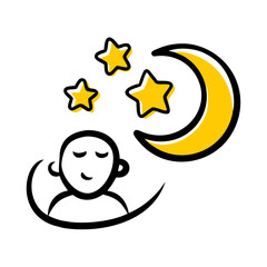 Dreaming Person With Moon And Stars Icon For Web And Graphic Design