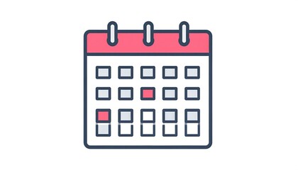 A simple, outlined calendar icon displays a highlighted date, showcasing a clean and minimalist design.