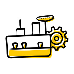 Factory Machine With Gear System Icon For Web And Graphic Design