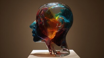 Colorful abstract head sculpture