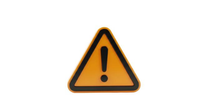 Isolated yellow warning sign with exclamation mark in the middle caution safety danger attention