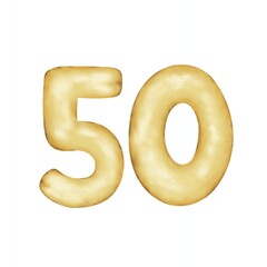 Aesthetic 50 gold balloon vector illustration