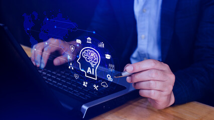 AI or Artificial intelligence business concept, technology business icon and industry digital...