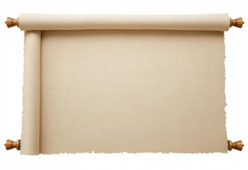 Linen Fabric Scroll  Subtle Beige Linen Texture on a Rolled Scroll, Transparent BG