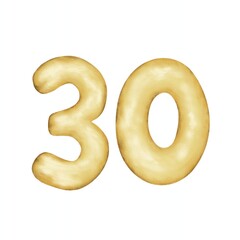 Aesthetic 30 gold balloon vector illustration