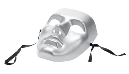 Silver blank mask  isolated on solid white background