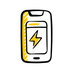 Mobile Phone With Charging Battery Icon For Web And Graphic Design