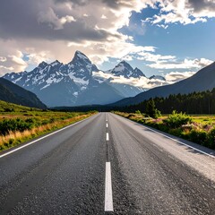 Scenic mountain road at sunrise