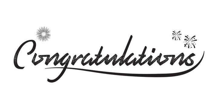 Elegant calligraphy congratulations message script font celebration announcement joyful event vector