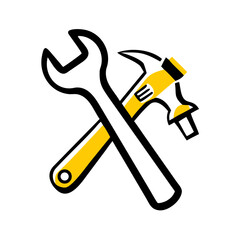 Property Maintenance Tools Wrench And Hammer Icon For Web And Graphic Design