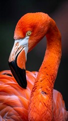 Close-up of a vibrant flamingo's head and neck