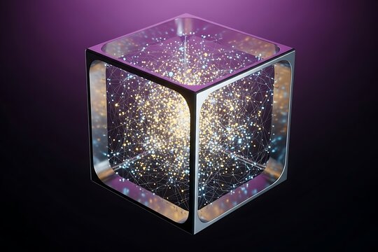  Golden Azure Neural Floating Cube Gradient Abstract

