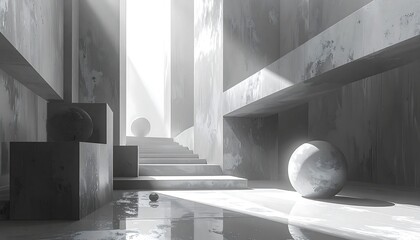 Monochromatic, spacious interior