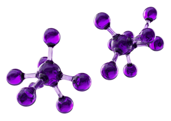  two purple molecular structures on a transparent background, png file.