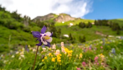 Close-up of a vibrant flower in a mountain meadow
