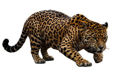 Obraz premium Jaguar stalking prey isolated PNG with Transparent Background