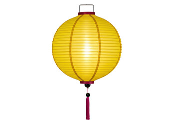Obraz premium Isolated yellow lantern featuring Asian design elements, on display, hanging for festivals