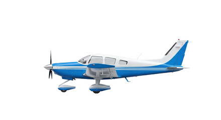 Isolated Blue and White Small Plane for Business Travel or Personal Hobby, High-Quality Image