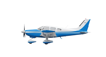 Isolated Blue and White Small Plane for Business Travel or Personal Hobby, High-Quality Image