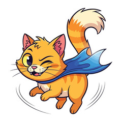 Obraz premium Super Cat: A charming illustration of a playful cat, sporting a superhero cape, ready to embark on thrilling adventures. This vibrant artwork bursts with joy.