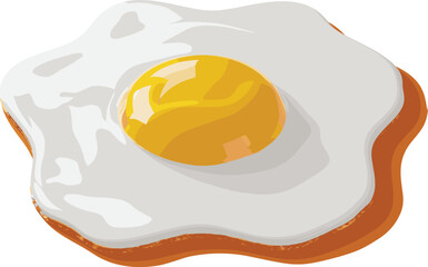 Delicious fried egg illustration, breakfast food vector, sunny side up egg graphic, yolk and white design for cooking projects