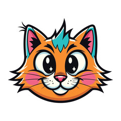 Fototapeta premium Friendly Feline Illustration: An endearing orange cat with vibrant blue accents radiates charm and playfulness, its joyful expression beckoning viewers to share in its lightheartedness.