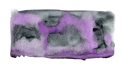 Abstract purple and gray watercolor background for text or logo. Hand drawn watercolor shape	