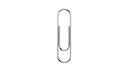Isolated Silver Metal Paper Clip, Stationery or Office Supply, Shiny and Clean, Simple Tool