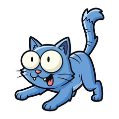 Blue Cat Cartoon: Captivating cartoon illustration of a whimsical blue cat, its playful expression instantly drawing you into a world of fun and joy.